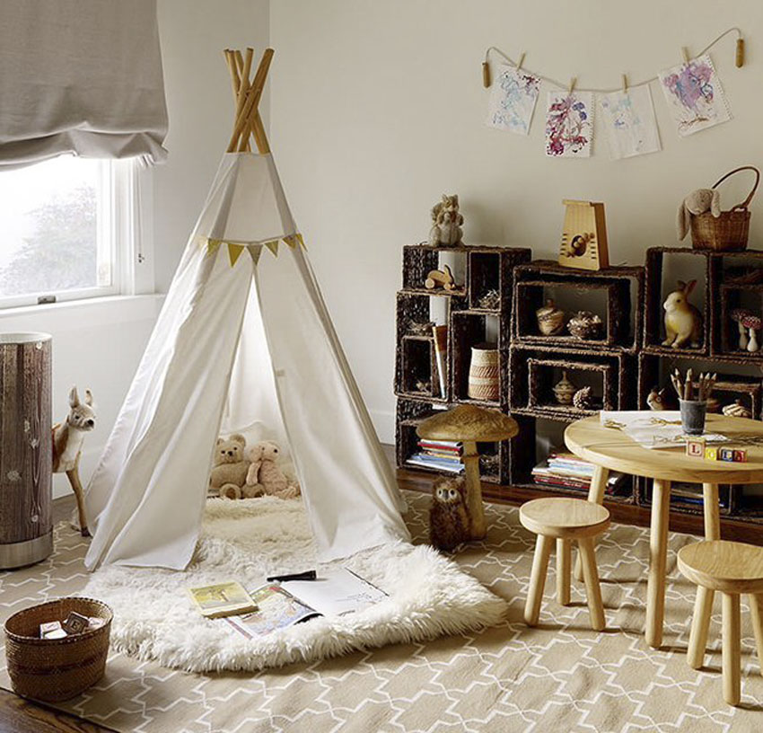 Ide desain Teepee Tent yang membuat dekorasi kamar anak semakin nyaman dan cantik. (Foto: designrulz)