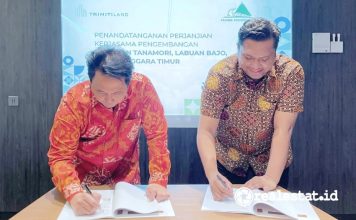 Penandatanganan perjanjian kerja sama Triniti Land dengan PT Tanamori Makmur Indonesia dan PT Flores Prosperindo untuk membangun proyek di Tana Mori, Labuan Bajo, NTT realestat.id dok