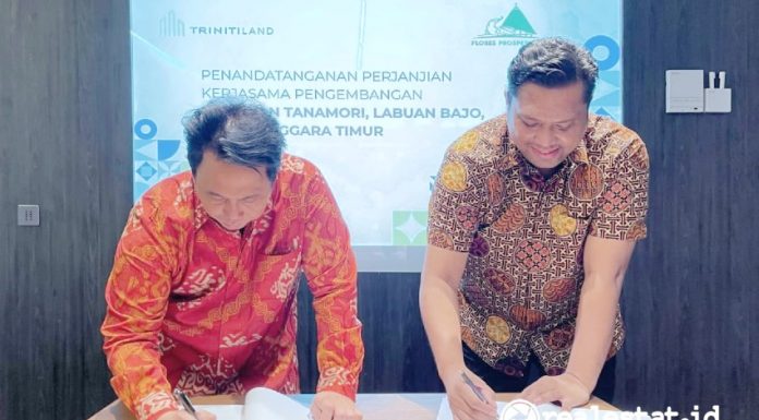 Penandatanganan perjanjian kerja sama Triniti Land dengan PT Tanamori Makmur Indonesia dan PT Flores Prosperindo untuk membangun proyek di Tana Mori, Labuan Bajo, NTT realestat.id dok