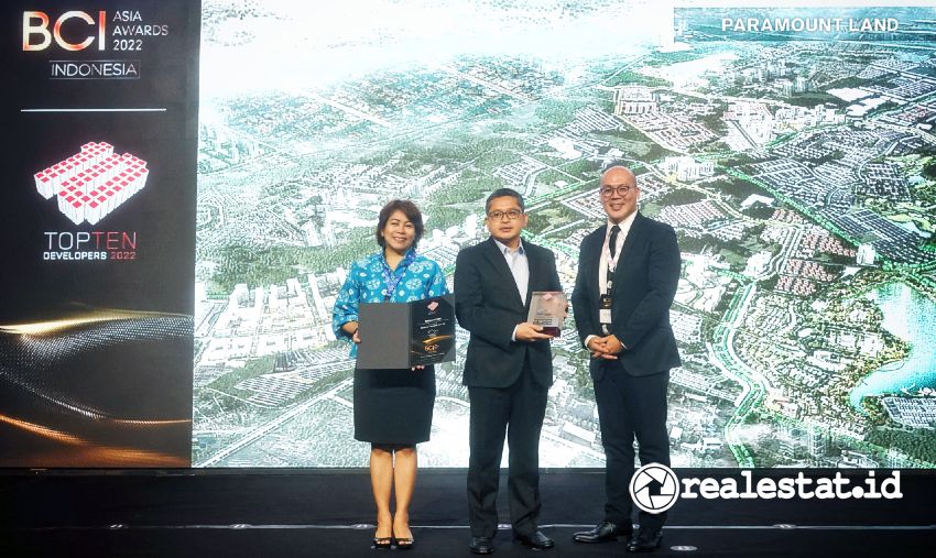 Paramount Land berhasil meraih predikat sebagai Top 10 Developers di ajang BCI Asia Awards 2022 (Foto: istimewa)