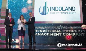 Indoland Property Management mendapat penghargaan sebagai “Top Nasional Property Management Company” di ajang Indonesia Property & Bank Award (IPBA) 2023. (Foto: istimewa)