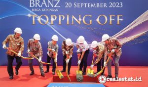 Tokyu Land Indonesia melakukan topping off Branz Mega Kuningan pada Rabu (20/09/2023) di Jakarta. (Foto: RealEstat.id/Adhitya Putra)