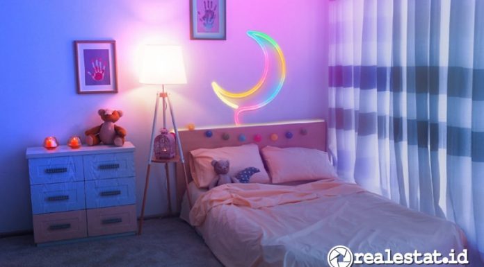 Pencahayaan kamar tidur anak menggunakan teknologi Philips Smart LED by Wiz. (Sumber: Signify)