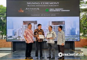 Penandatanganan kerjasama antara Asthana Kemang  dengan Tokyu Property Management Indonesia, Kamis (29/08/2024) dalam pengelolaan apartemen dan. (Foto: RealEstat.id/Adhitya Putra)