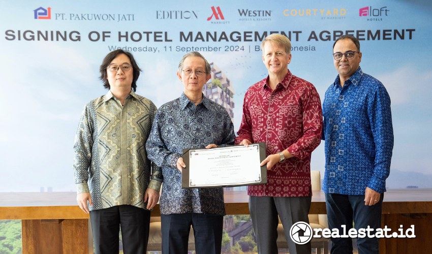 Penandatanganan kerja sama antara PT Pakuwon Jati, Tbk (PWON) dengan  Marriott International di Jakarta, Rabu, 11 September 2024. (Foto: Dok. Pakuwon Jati)