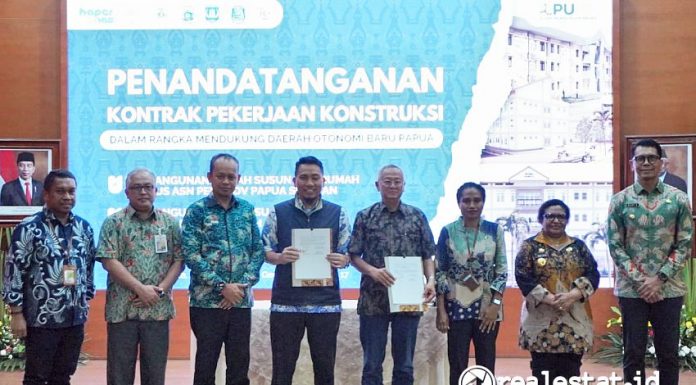 Penandatanganan Kontrak Paket Pekerjaan Pembangunan Rumah Susun dan Rumah Khusus di Daerah Otonomi Baru (DOB) Papua Kementerian PUPR Realestat.id dok