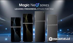 Kulkas dua pintu terbaru Aqua Magic Neo Series. (Sumber: Aqua Elektronik)