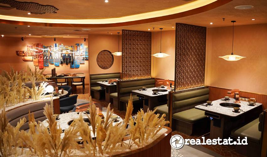 Desain interior restauran NOYA All-You-Can-Eat Thai Grill & Hotpot Premium yang baru saja diresmikan-RealEstat.id