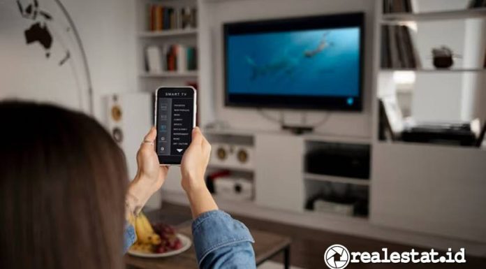 Ilustrasi pengguna aplikasi remote TV di smartphone Android. (Sumber: Free Pic)