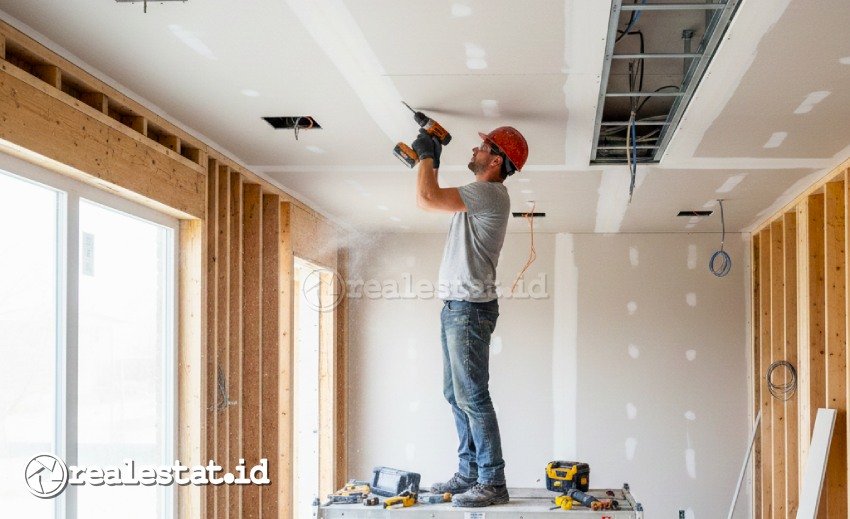 Memasang Material Plafon Rumah Hunian realestat.id dok