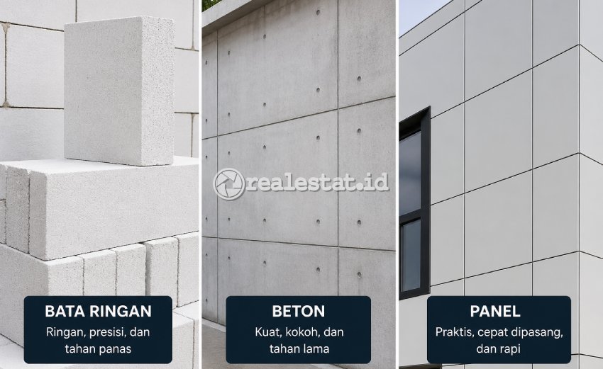 Tips Memilih Material Dinding Rumah Modern Bata Ringan Beton Panel realestat.id dok