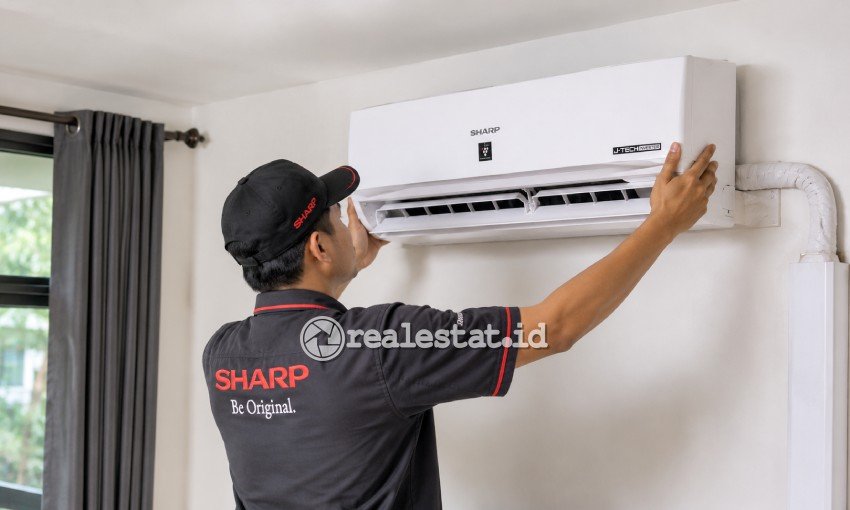 pasar memasang menginstal ac sharp musim kemarau realestat.id dok