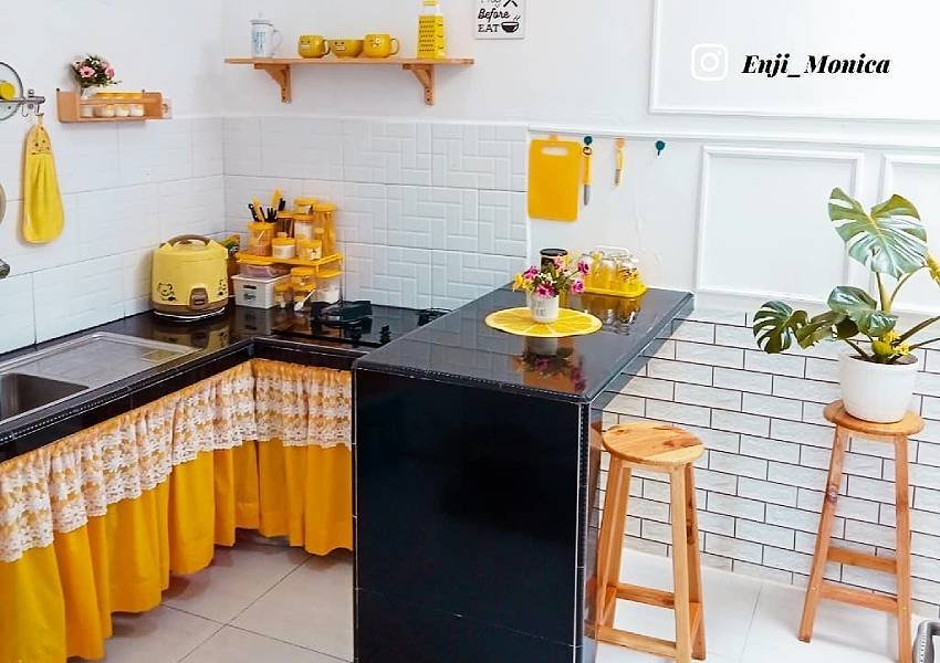 Contoh meja dapur cor minimalis leter u-RealEstat.id