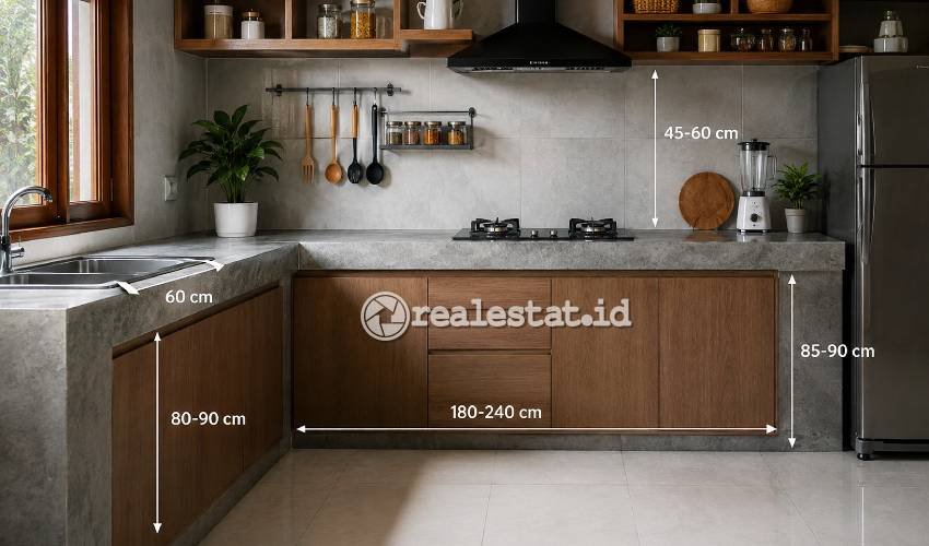 Standar Ukuran meja dapur cor minimalis-RealEstat.id