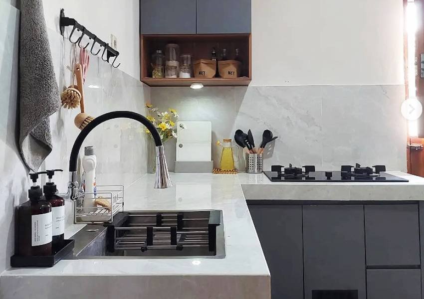 Ukuran meja dapur Leter L-RealEstat.id