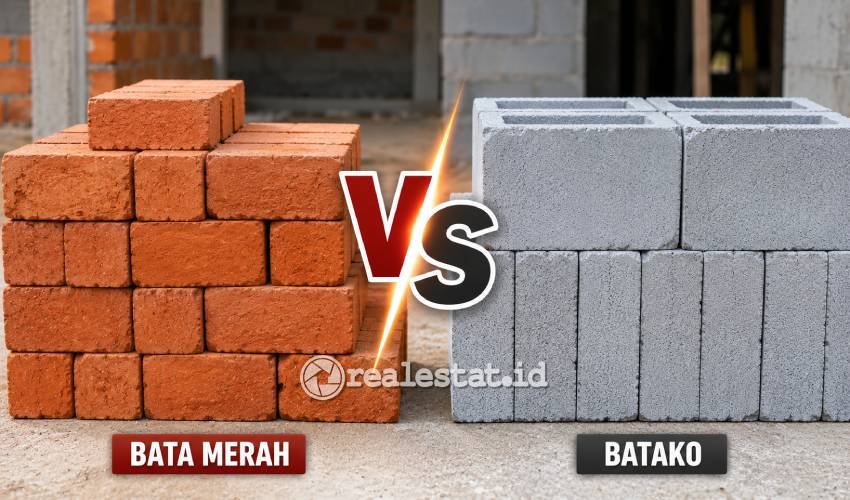 Perbedaan Bata Merah Vs Batako-RealEstat.id