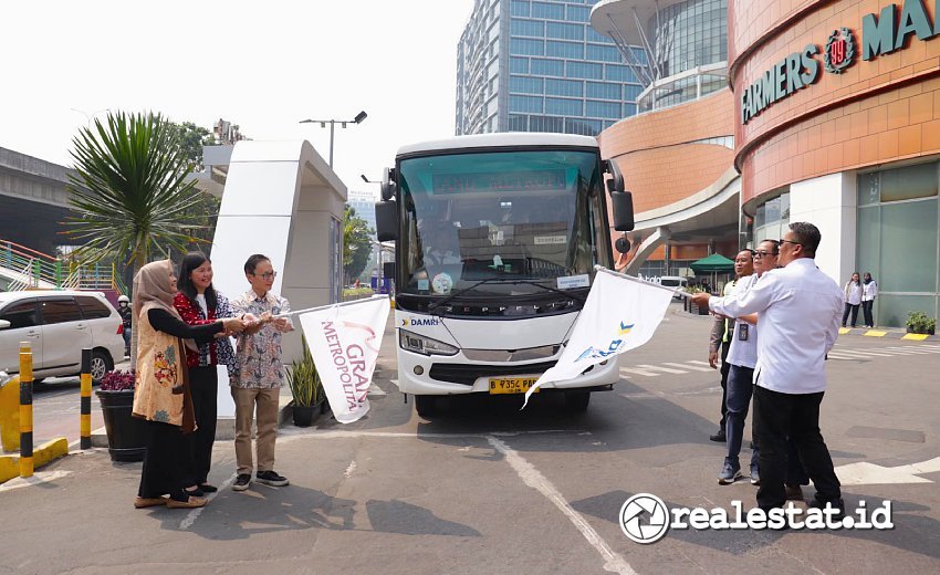 Grand Metropolitan Bekasi Bus DAMRI Bandara Soekarno Hatta Metland realestat.id dok