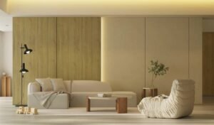 Material interior Lamitak pada ruang tamu modern-RealEstat.id