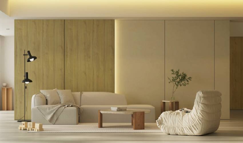 Material interior Lamitak pada ruang tamu modern-RealEstat.id