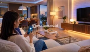 Ruang Modern dengan Kendali pencahayaan pintar Signify Philips-RealEstat.id